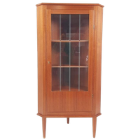Vintage Deense Hoekkast | Vitrinekast Design Teak Vitrine