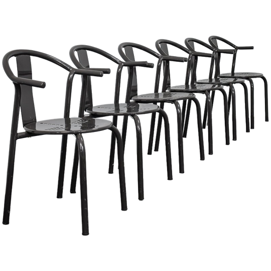 Zeldzame Set Van 6 “maxmo” Postmoderne Eetkamerstoelen, IKEA, Jaren 1980 1