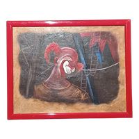 Vintage Olieverf Schilderij Van Een Clown