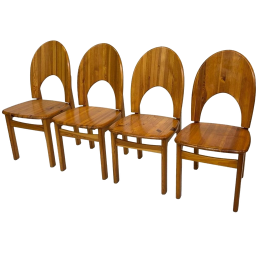 Vintage Set Van Vier Rainer Daumiller Grenen Stoelen Design 1