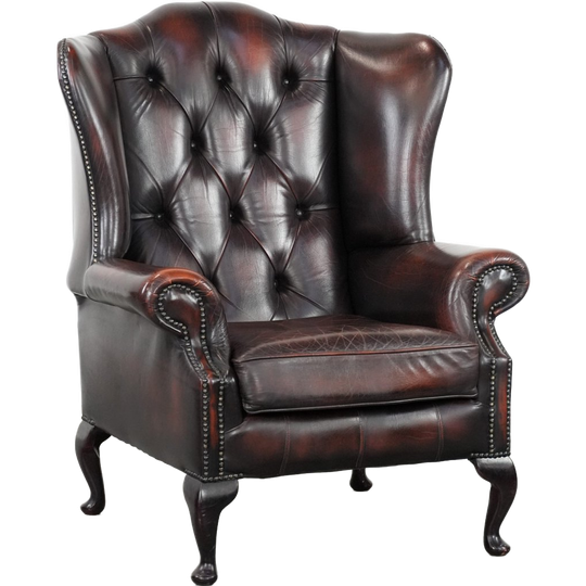 Mooie Luxe En Comfortabele Bruine Rundleren Chesterfield Oorfauteuil In Een Klassieke Engelse Stijl 1