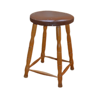 Houten Krukje Met Leren Zitting
