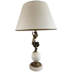 Zeemeermin Vintage Staande Lamp Goudkleurig Vintage Lamp Met Nautisch Figuur, Natuursteen Details thumbnail 1