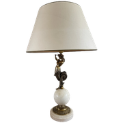 Zeemeermin Vintage Staande Lamp Goudkleurig Vintage Lamp Met Nautisch Figuur, Natuursteen Details