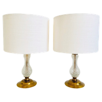 Set Franse Tafellampen Geslepen Glas Messing 1950’s