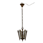 Antieke Vintage Franse Messing Lantaarnlamp Hanglamp Lamp 06 thumbnail 1
