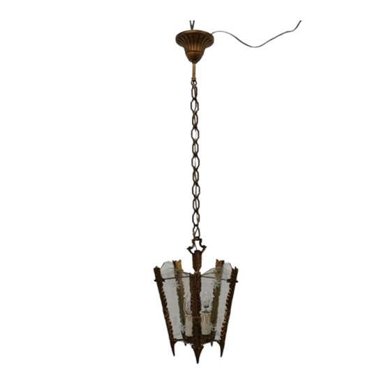 Antieke Vintage Franse Messing Lantaarnlamp Hanglamp Lamp 06 1