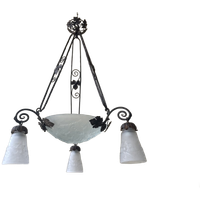 Hanglamp Plafondlamp Lamp Art Deco 1930 Gesigneerd Muller Frêres Luneville Frans