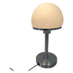 Bauhaus - Stainless Steel Table Lamp With Opaline Glass - In The Style Of Tecnolumen / Wagenfeld thumbnail 1