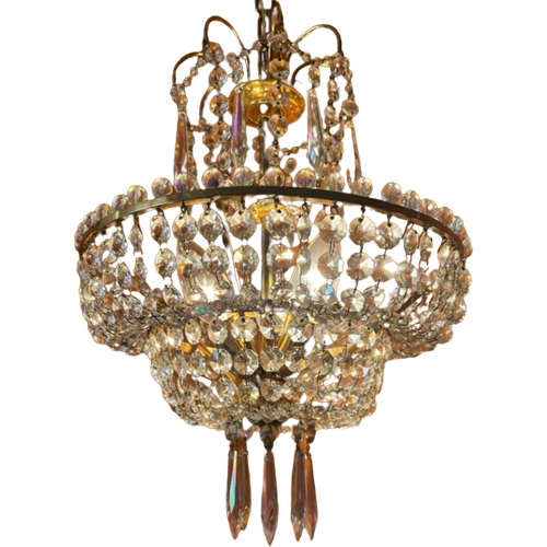 Murano Opaliserende Kristal Pegels Hanglamp Kroonluchter Kristal Vintage