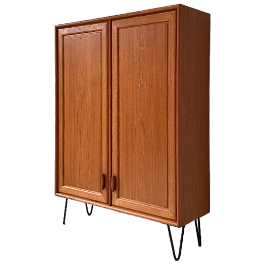 Hoge Vintage Teak Houten 2 Deurd Kast Van Rt Möbel 1