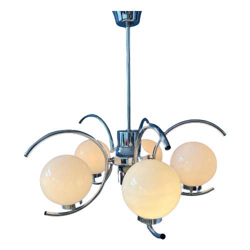 Vintage Sputnik Space Age Kroonluchter Hanglamp | Halverwege De Jaren 70 Chromen Lichtpunt