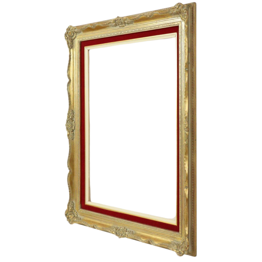 Vintage Vergulde Lijst Barok Stijl Rood Fluweel Klassiek 65x55cm 1