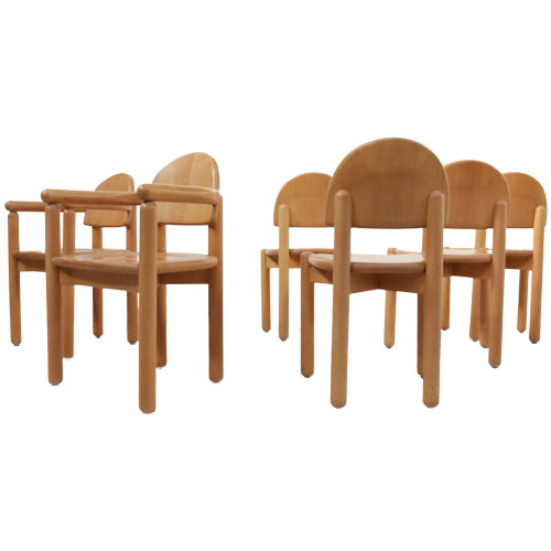 Set Of Six Chairs Solid Beechwood By Rainer Daumiller For Hirtshals, 1970S