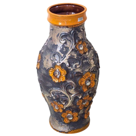 Vaas – West Germany – Carstens -bloemenreliëf Decor – 50 Cm - (ke38) 1