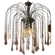Murano Teardrop Roze Vintage Hanglamp Chrome Kristal