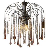 Murano Teardrop Roze Vintage Hanglamp Chrome Kristal