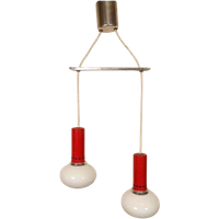 Vintage Cascade Hanglamp Met 2 Glas En Metaal Lampen