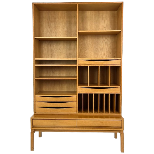 Scandinavisch Vintage Eiken Fineren Boekenkast 1
