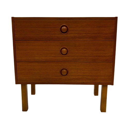 Vintage Deense Ladekast Kastje Jaren 60 Teak Fineer