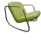 90's Vintage Fauteuil Groene Buizenframe Stoel Schommelstoel thumbnail 1