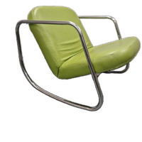 90's Vintage Fauteuil Groene Buizenframe Stoel Schommelstoel