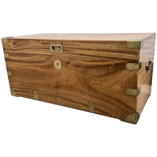 Prachtige Kist, Campaign Chest, Met Messing Beslag, 101 Cm Breed 1