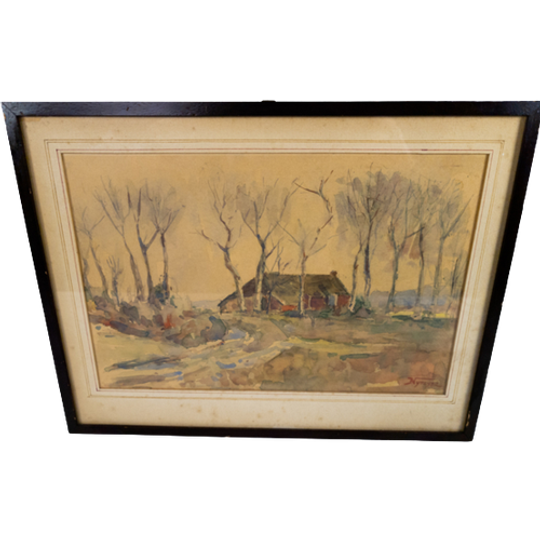 Joop Nijmeijer (1941-2017) - Aquarel - 'gezicht Te Mantinge Drenthe' - 2e Kwart 20e Eeuw 1