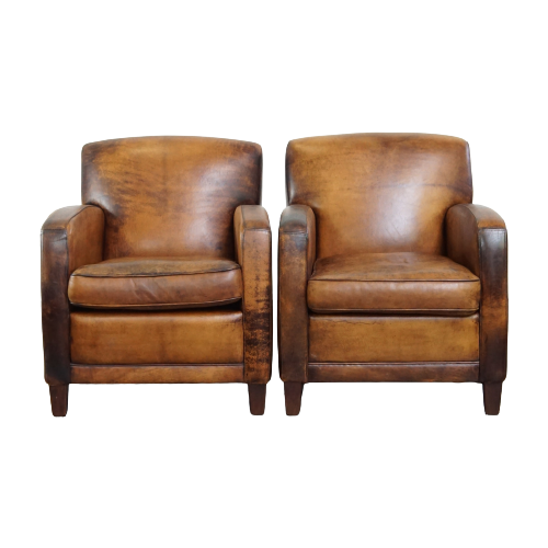 Set Van 2 Uiterst Comfortabele Schapenleren Design Armchairs/ Fauteuils Met De Mooist Mogelijke K