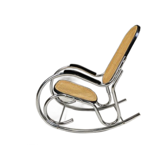 Vintage Chrome And Rattan Rocking Chair, 1960s 1