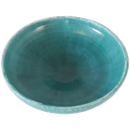 Vintage Schaal Blauw Groene Keramieke Schaal Gemerkt thumbnail 1