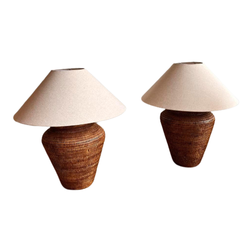 2 Xxxl Birma Rieten Rotan Lampen Vintage