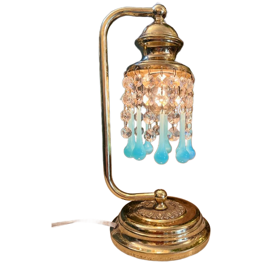 2 Beschikbaar Vintage Murano Opaline Blauwe Tafellampje 1