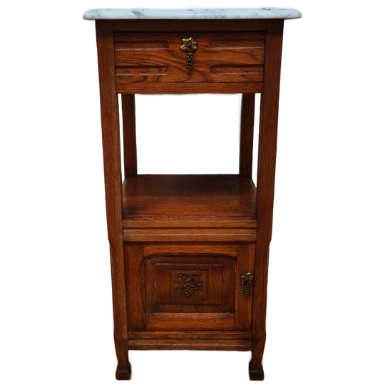 Vintage Antiek Nachtkastje Bijzetkastje Met Marmer Blad 402 1