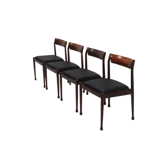Set Of 4 Solid Rosewood Dining Chairs Danish Design 1960s 1