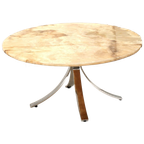 Ronde Vintage Onyx Salontafel Met Onderstel Van Chroom Uit De Jaren ’70 thumbnail 1