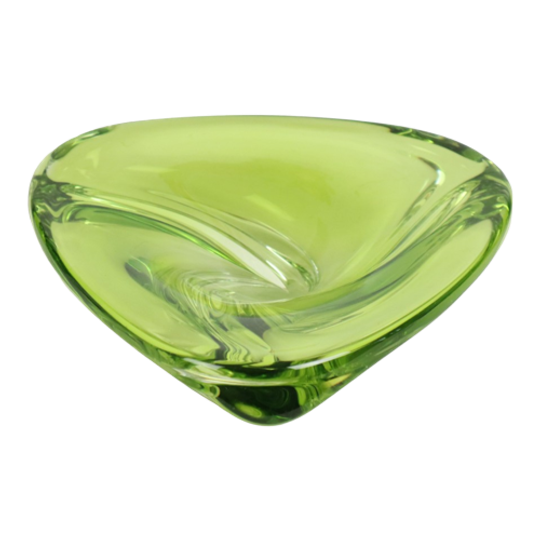 Vintage Groene Kristallen Schaal Val Saint Lambert Jaren 60 1
