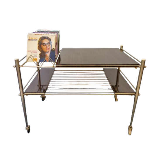 Vintage Platenmeubel / Audiomeubel Op Wieltjes 1