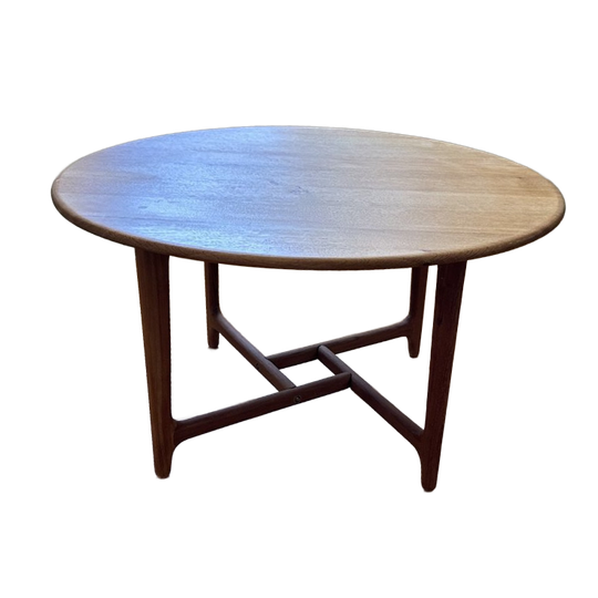 Ronde Deense Vintage Salontafel Met Bijzonder Frame 1