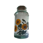 Vintage Glazen Voorraadpot Met Kurk & Zonnebloemen thumbnail 1