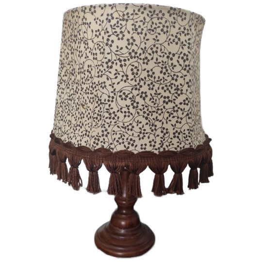Vintage Tafellamp Hout Bloemen 1