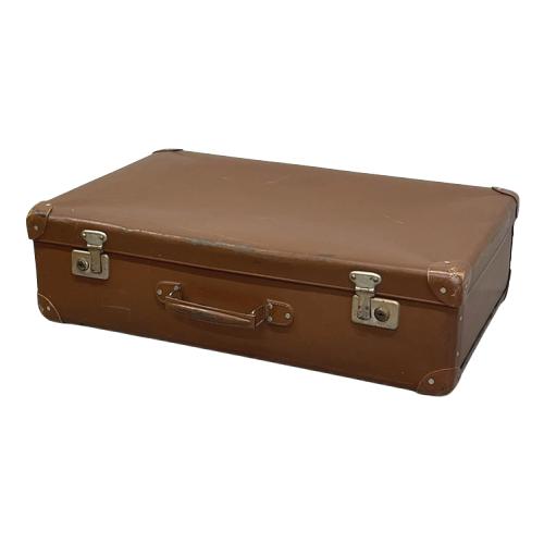 Brocante Bruine Koffer Antieke Suitcase