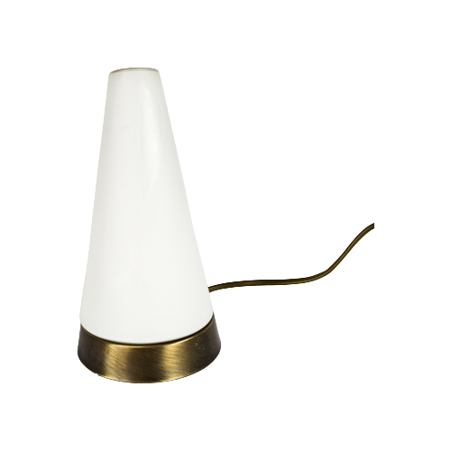R.S.-Leuchten - Kegellamp - Tafellamp - Melkglas - Messing - 80'S