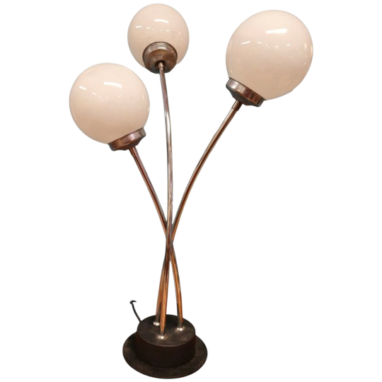 Vintage Bollenlamp Tafellamp Bureaulamp Lamp Bollen Chrome Glas 1