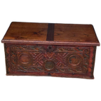 Polychrome Beschilderde Eikenhouten Bruidskistje thumbnail 1