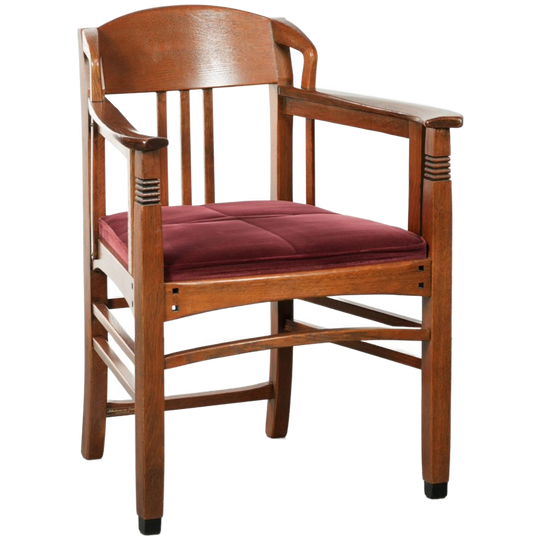 Art Nouveau/ Jugendstil Design Schuitema Eetkamerstoel/ Bijzetstoel Met Rode Stoffen Bekleding 1