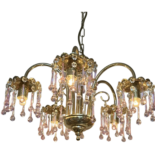 Xl Vintage Teardop Kroonluchter Hanglamp Roze 1