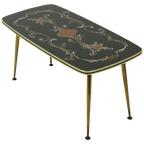 Fifties Rockabilly Salontafel Glas Conische Gouden Poten 90cm thumbnail 1