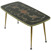 Fifties Rockabilly Salontafel Glas Conische Gouden Poten 90cm