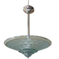 Lamp Hanglamp Schaallamp Blauw Art Deco 1930 Frans